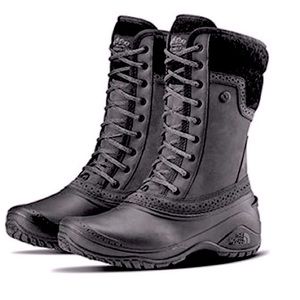 North Face Shellista II Mid waterproof snow black boots 7-1/2 7.5 faux fur EUC